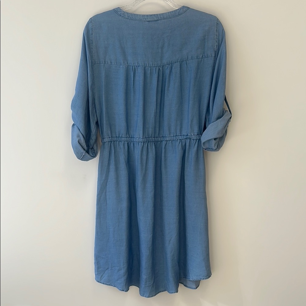 torrid Light Blue V-Neck Drawstring Shirt Dress - Picture 2 of 12